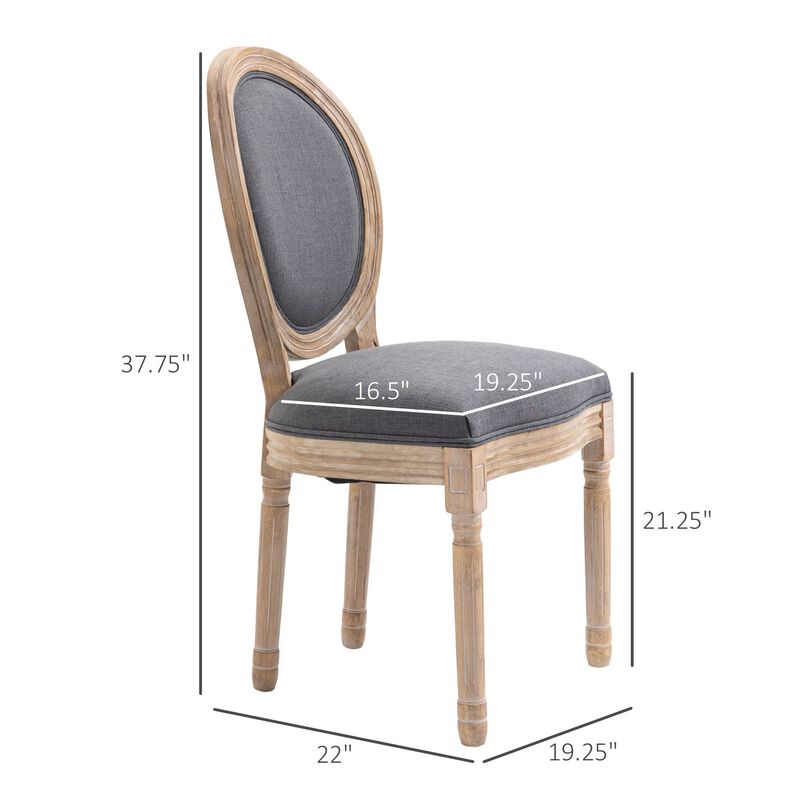 Grey French Dining: Set of 2 Armless Linen-Touch Upholstered Chairs