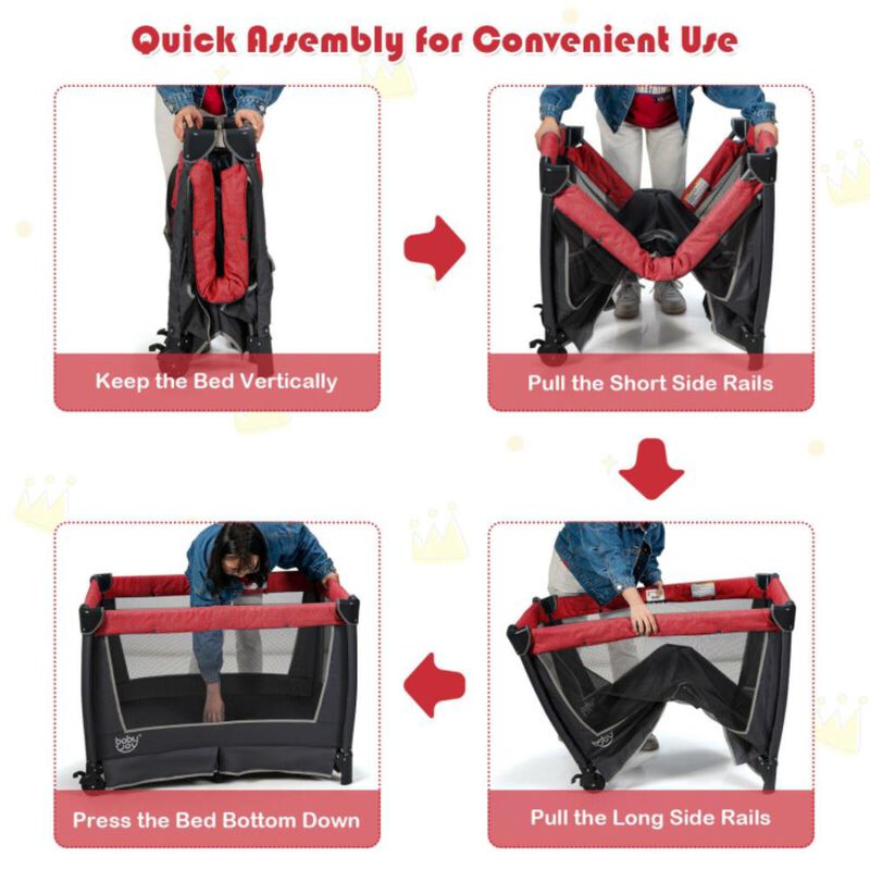 Hivvago 4-in-1 Convertible Portable Baby Play Yard with Toys and Music Player