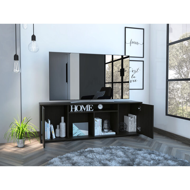 Falmouth Rectangle 3-Shelf TV Stand Black Wengue