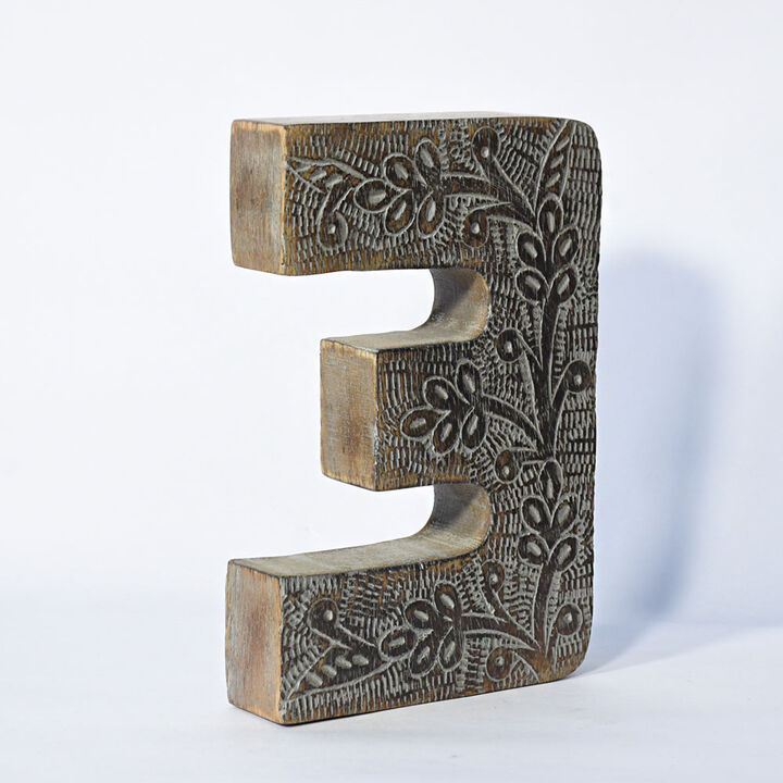 Vintage Gray Handmade Eco-Friendly "3" Numeric Number For Wall Mount & Table Top D�cor