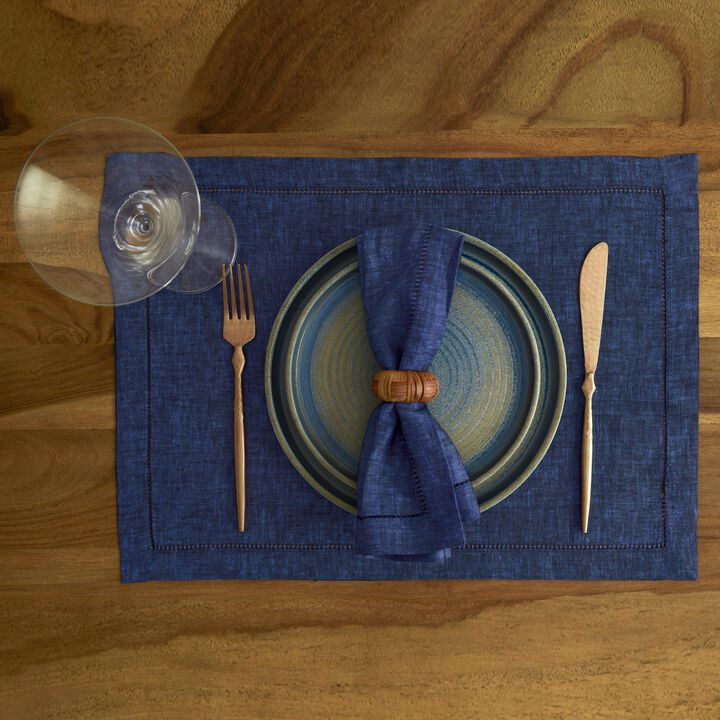 Solino Home 100% Pure Linen Placemats 14 x 19 Inch Set of 4 | Milan