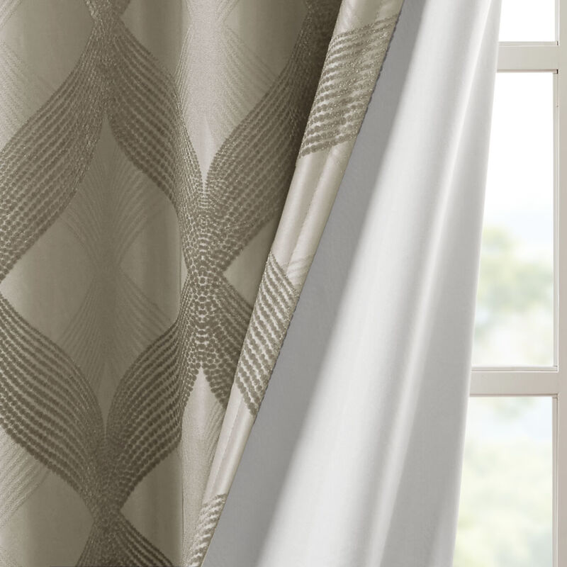 Gracie Mills Eirian Ogee Knitted Jacquard Total Blackout Curtain Panel - 50x95"