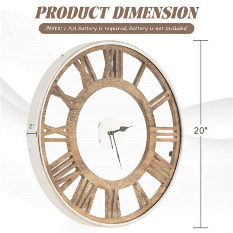 Farmhouse Style Wood Wall Clock with Roman Numerals – Classic Design for Home Decor