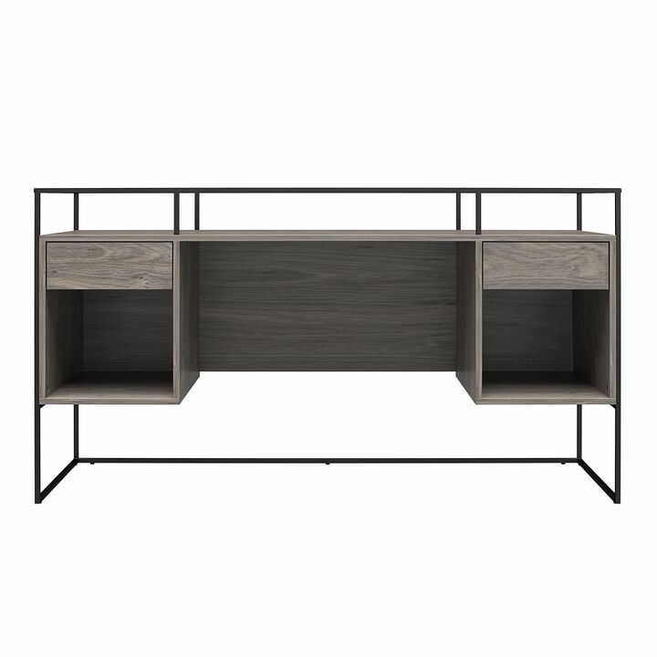Camley Modern Desk with Fluted Glass Top