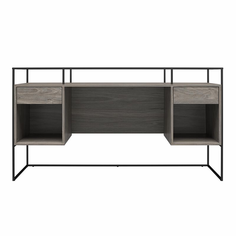 Camley Modern Desk with Fluted Glass Top