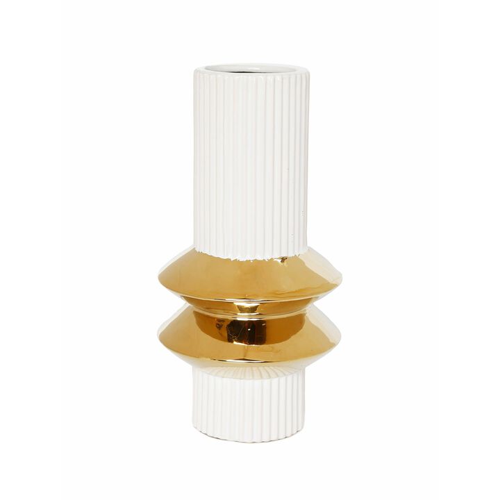 White Porcelain Vase Gold Center Rim Design