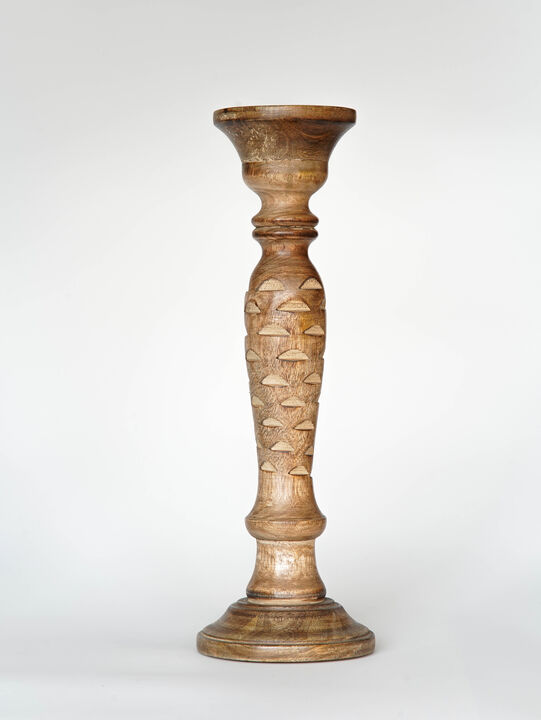 BBH Homes Traditional Medium Burnt Eco-friendly Handmade Mango Wood Set Of Four 6",9",12" & 15" Pillar Candle Holder