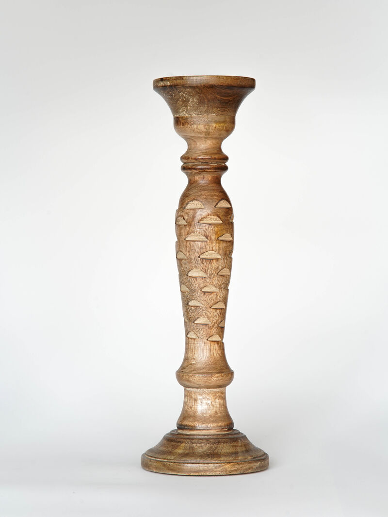 BBH Homes Traditional Medium Burnt Eco-friendly Handmade Mango Wood Set Of Four 6",9",12" & 15" Pillar Candle Holder