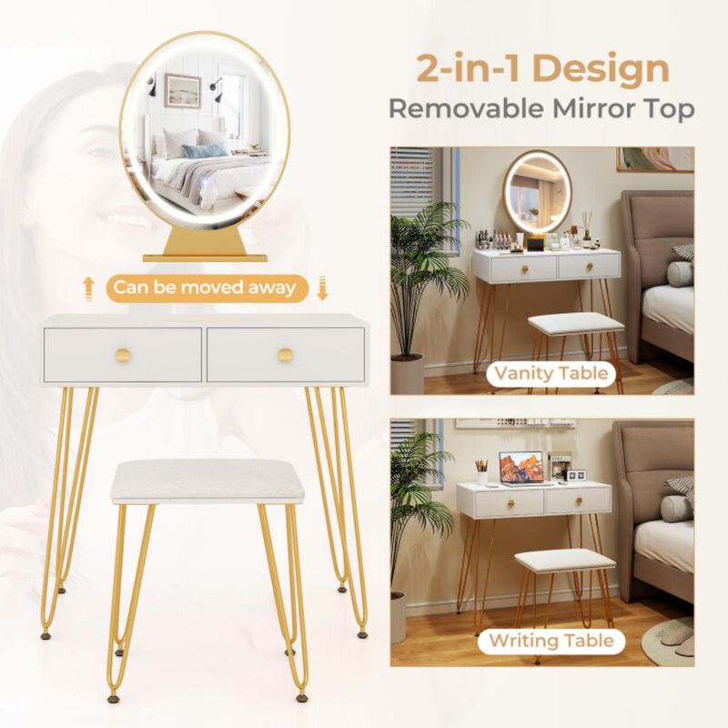 Hivvago Industrial Makeup Dressing Table with 3 Lighting Modes