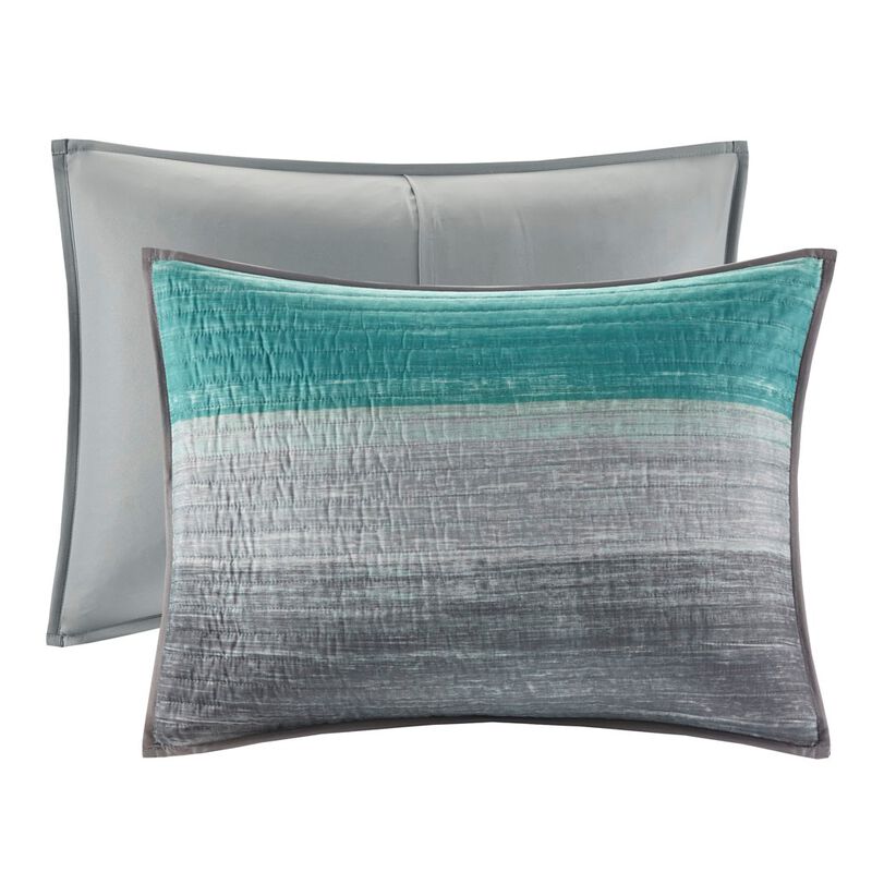 Gracie Mills Ianne Modern 8-Piece Watercolor Stripe Quilt Set with Cotton Bed Sheets