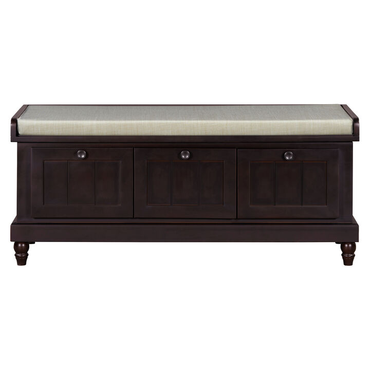 Merax Classic Storage Bench with Cushioned Seat and 3 Drawers