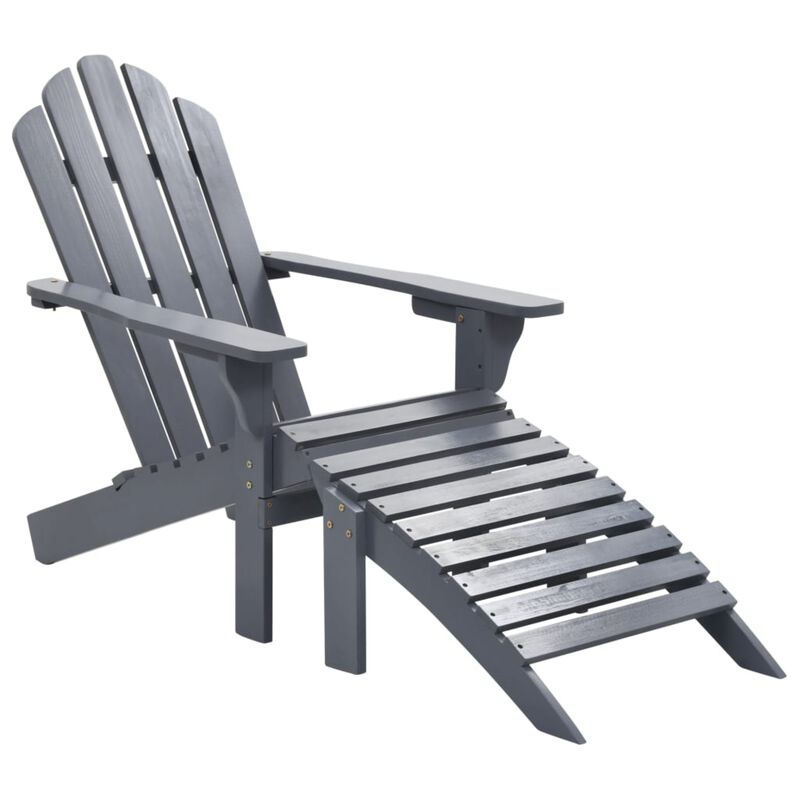 vidaXL Garden Chair with Ottoman Wood Gray