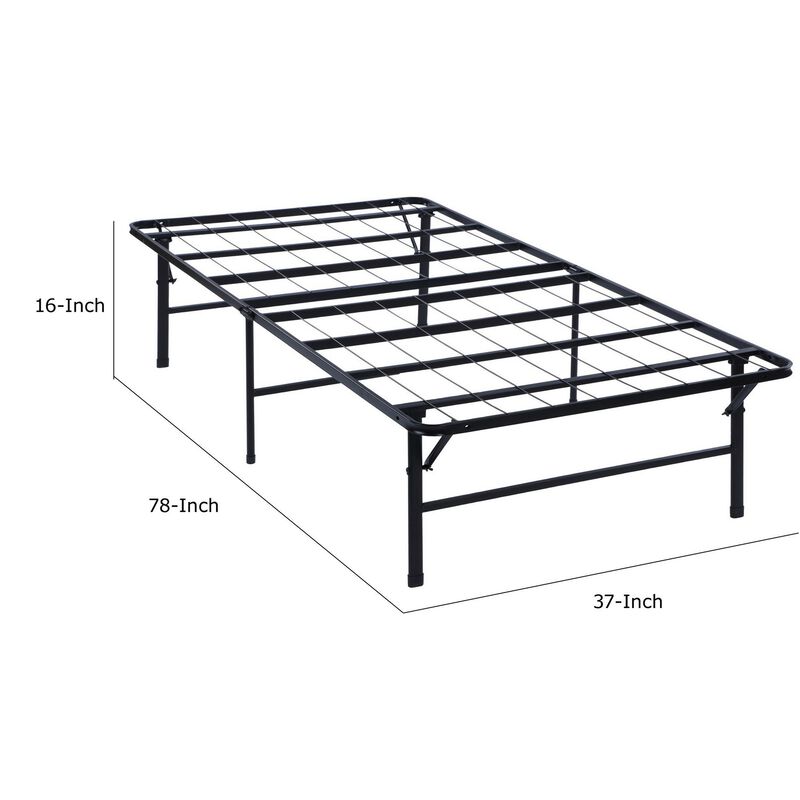 Adel Extra Long Twin Size Low Profile Bed, Foldable Metal Frame