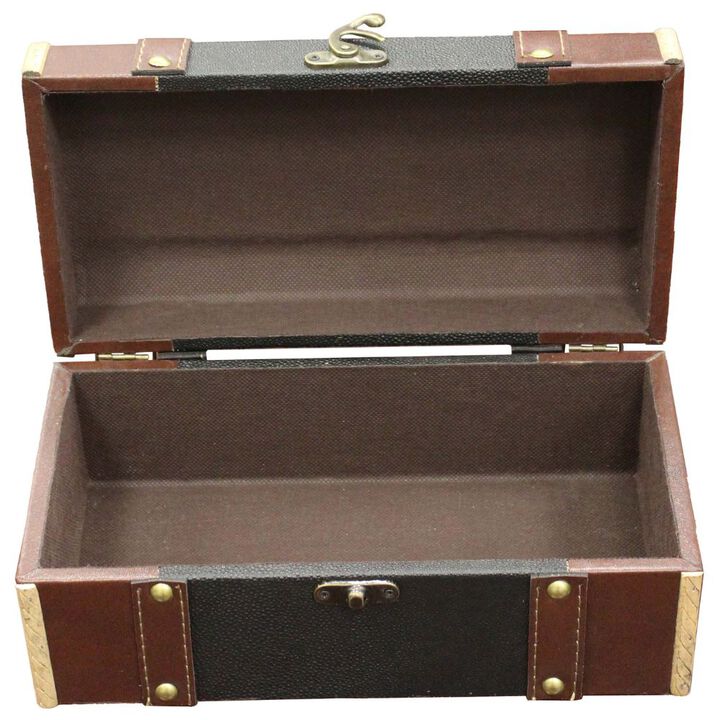 Vintage Inspired Decorative Wooden Treasure Chest and Shoe Box with Handle and Strap Ideal as Keepsake Box, Jewelry Box, Photo Storage Box for Shelves, Dresser or Table Top
