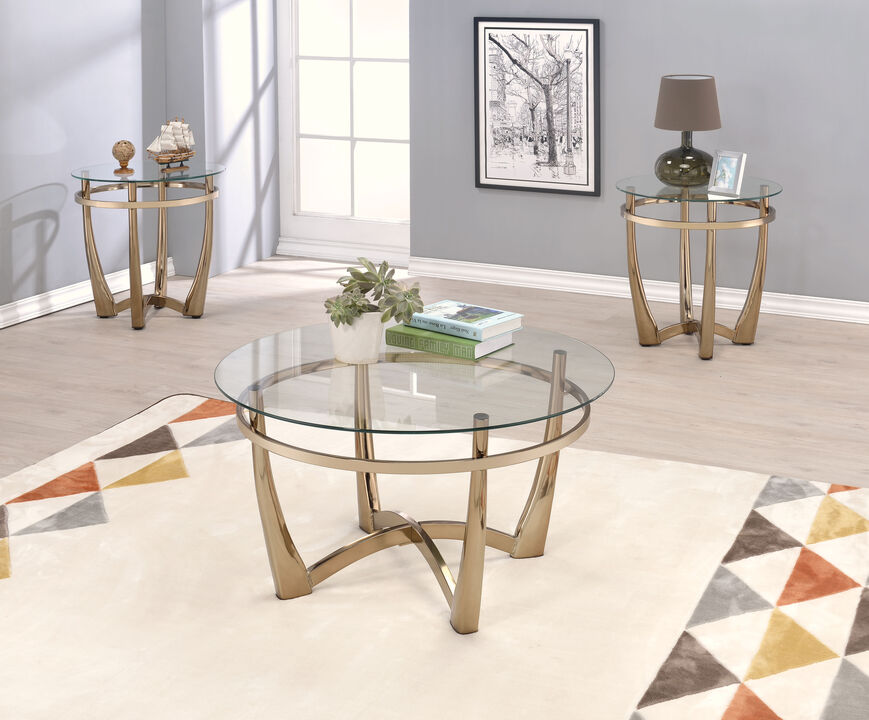 ACME Orlando II Coffee Table, Champagne & Clear Glass