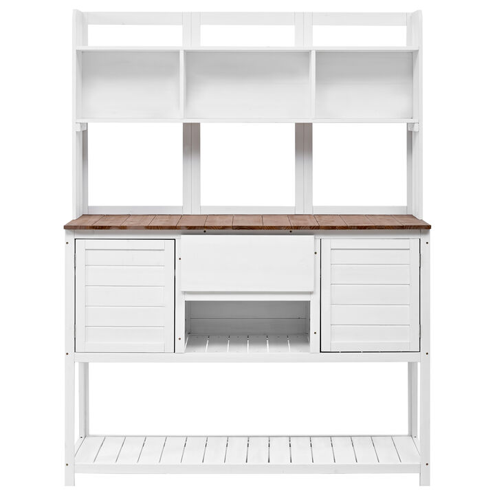 Merax Solid Fir Wood Potting Bench Garden Workstation