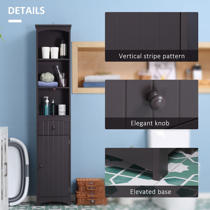 Tall Bathroom Cabinet Free Standing Bath Storage Organizer Linen Tower w/ Shelf