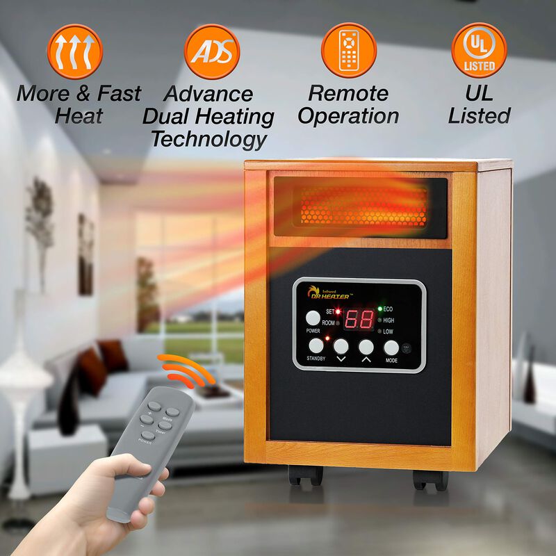 Dr Heater USADr Infrared Heater Portable Space Heater, 1500-Watt, Cherry