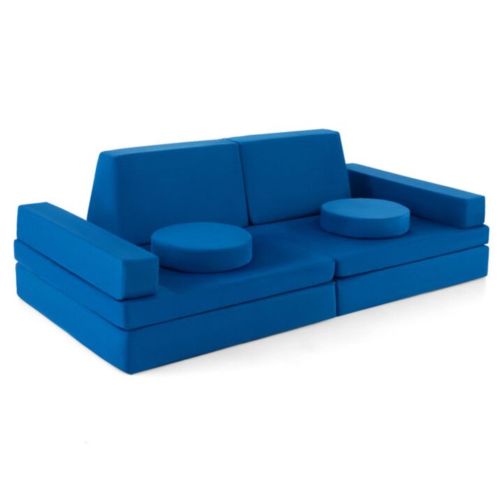 Hivvago 6 Pieces Convertible Kids Play Couch Set with Zipper