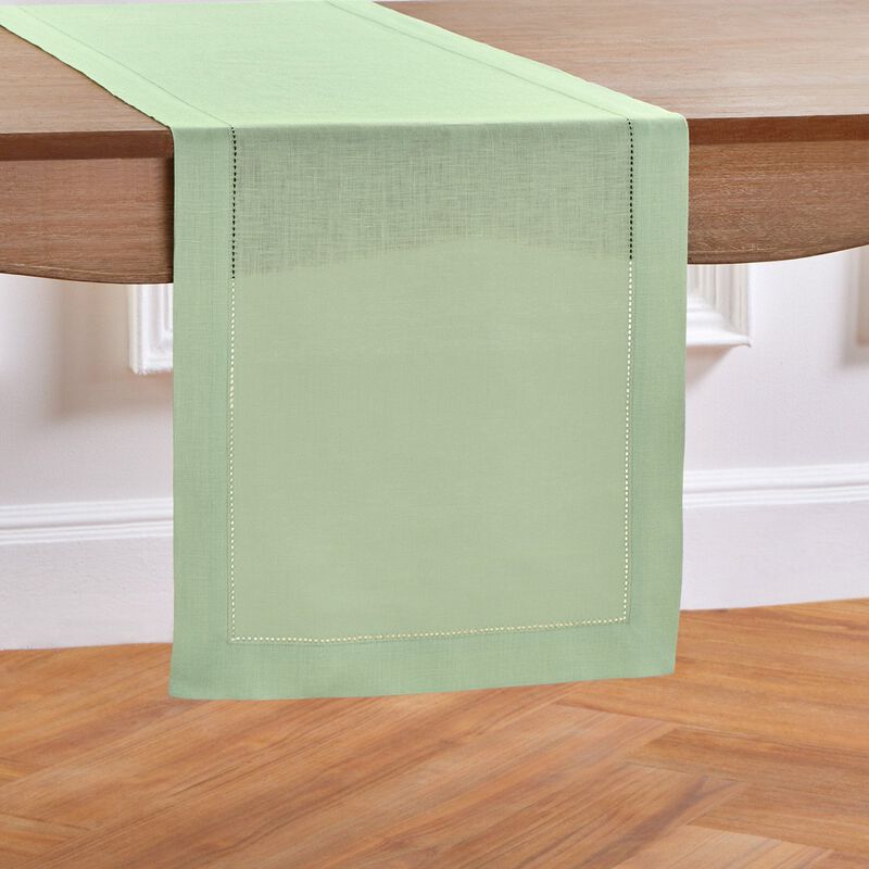 Solino Home 100% Pure Linen Table Runner | Classic Hemstitch for Thanksgiving, Christmas
