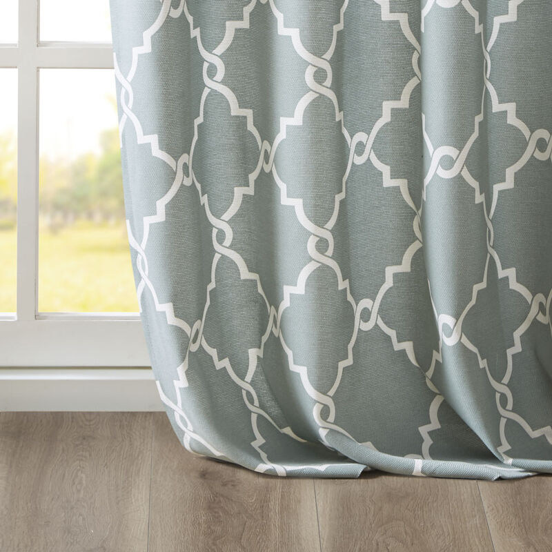 Gracie Mills Ondine Scroll Geometric Fretwork Grommet Window Curtain Panel