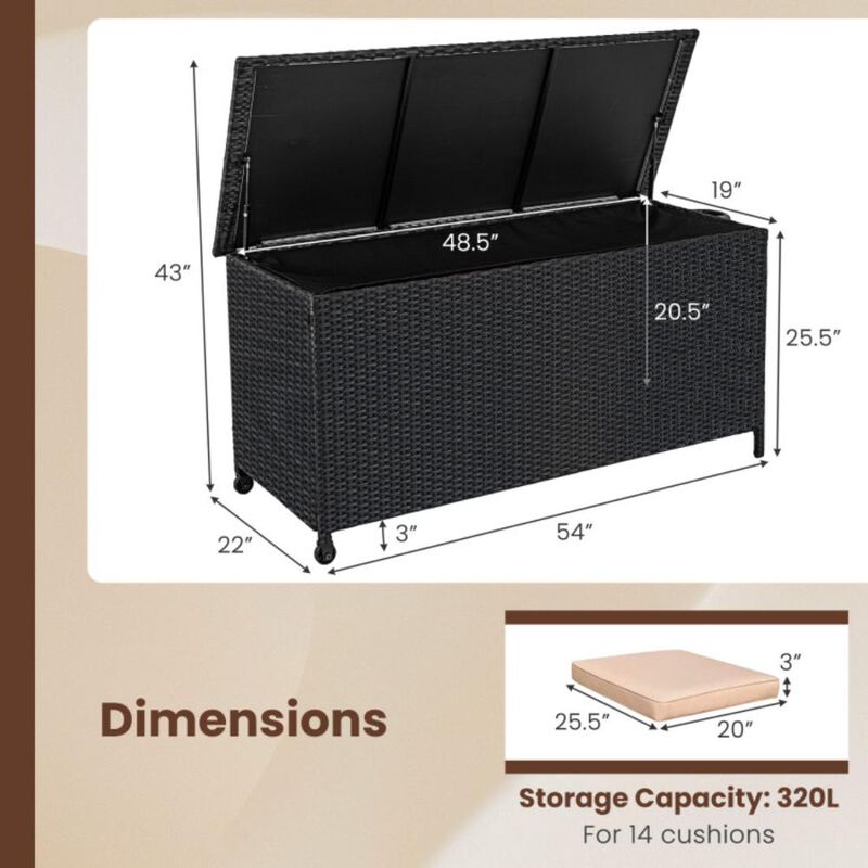 Hivvago Indoor Outdoor 85 Gallon Storage Container with Waterproof Liner and Universal Wheels