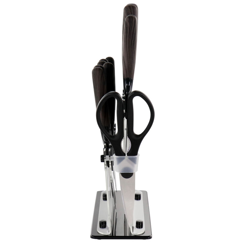 Soho Lounge 13 Piece Cutlery Set with Acrylic Knife Stand in Brown