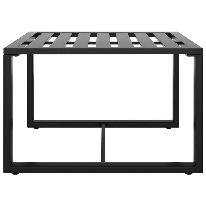 Outdoor Coffee Table with 24 Inch Slatted Top, Dark Gray Aluminum  - Benzara