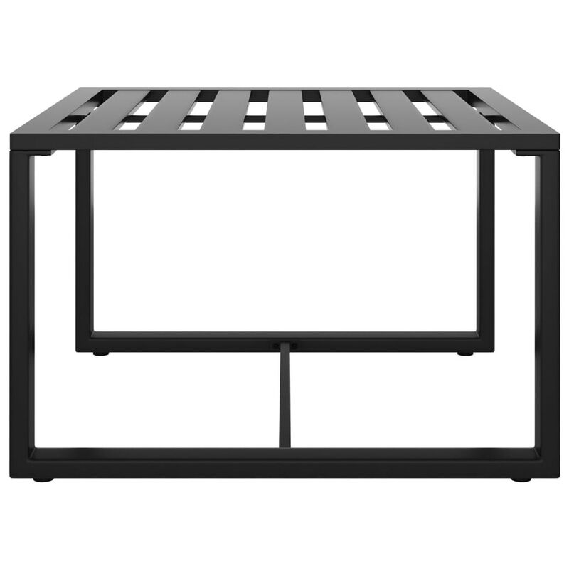 Outdoor Coffee Table with 24 Inch Slatted Top, Dark Gray Aluminum  - Benzara