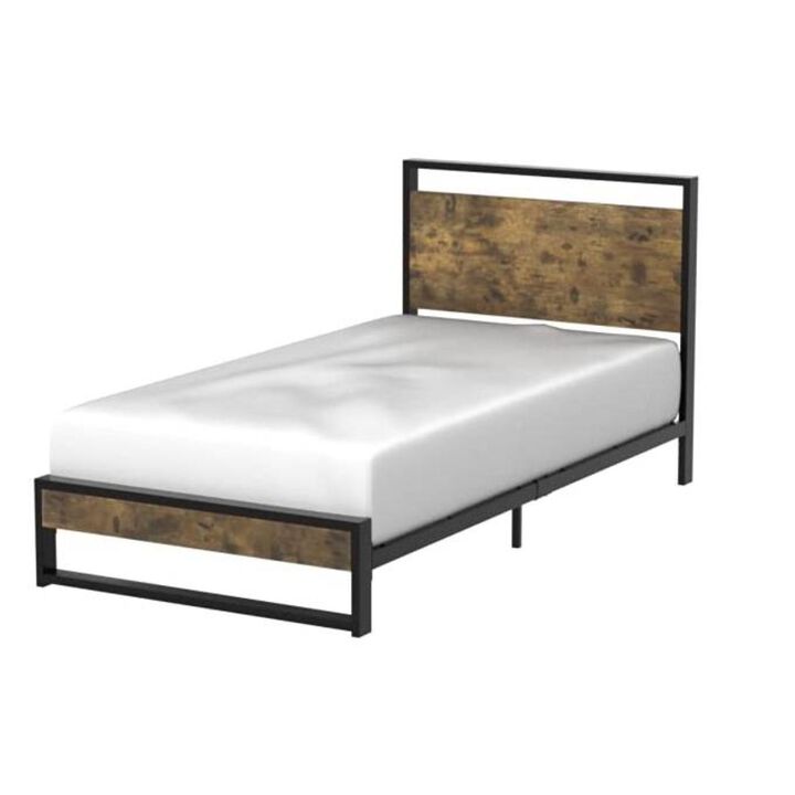 QuikFurn Twin Modern Farmhouse Platform Bed Frame with Wood Panel Headboard Footboard