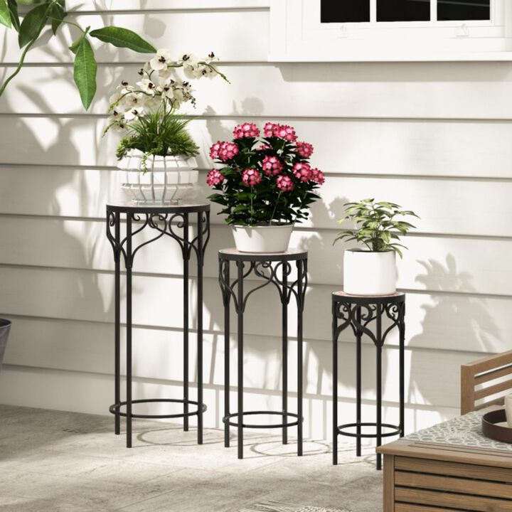 Hivvago Decorative Flower Display Holder with Ceramic Top for Patio