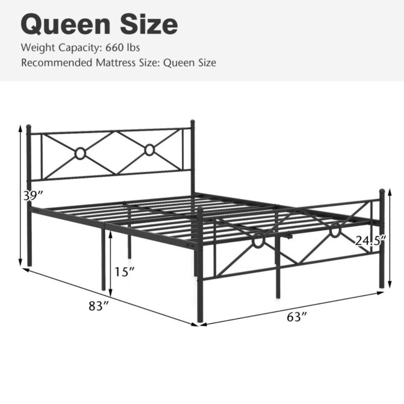 Hivvago Metal Platform Bed Frame with Headboard and Footboard