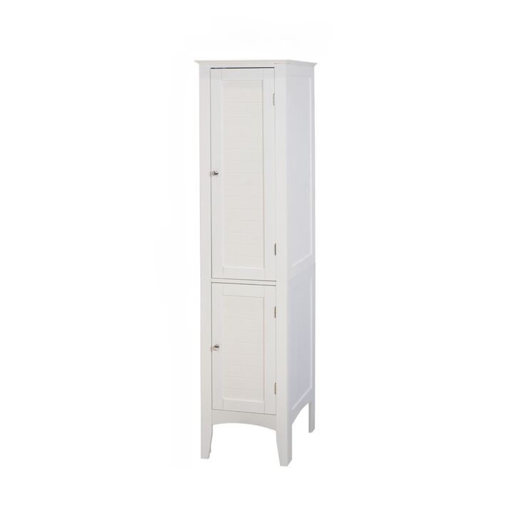 Tall Narrow Storage Cabinet 5-Tier Tower with Shutter Doors for Bathroom, Kitchen & Living Room