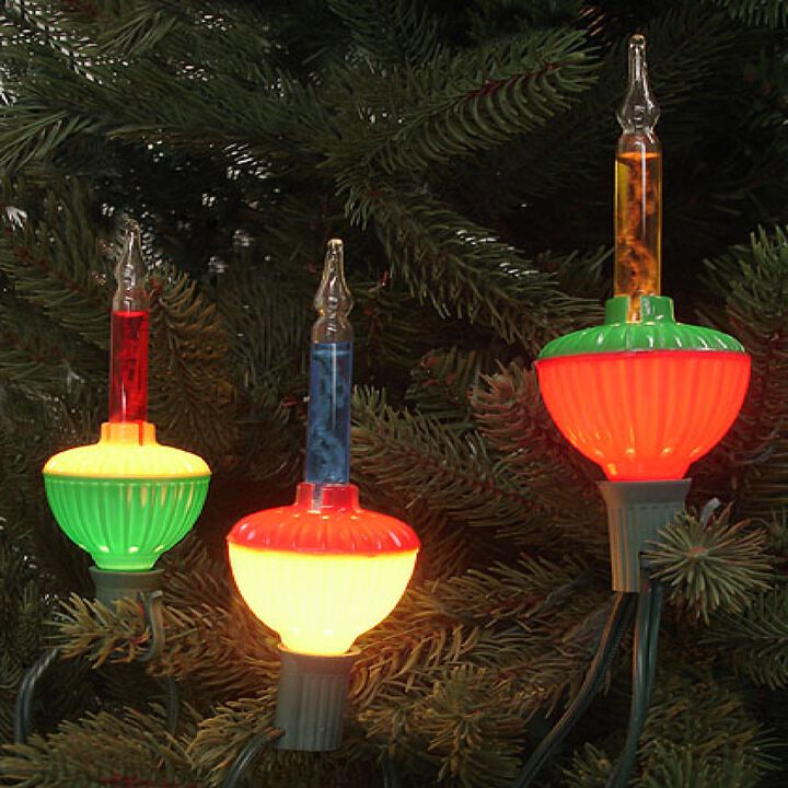 7-Count Multi Color Retro Christmas Bubble Light Set  6ft Green Wire