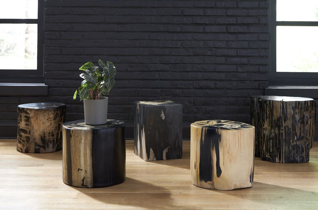 Cast Petrified Square Wood Stool
