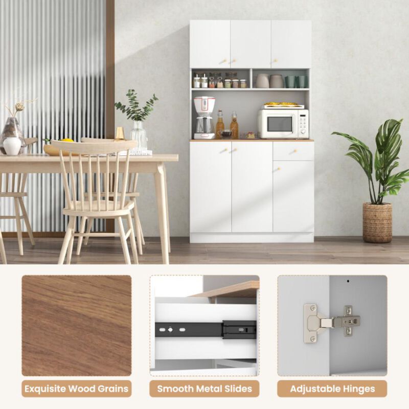 Hivvago 71 Inch Tall Pantry Cabinet with Outlets for Dining Room