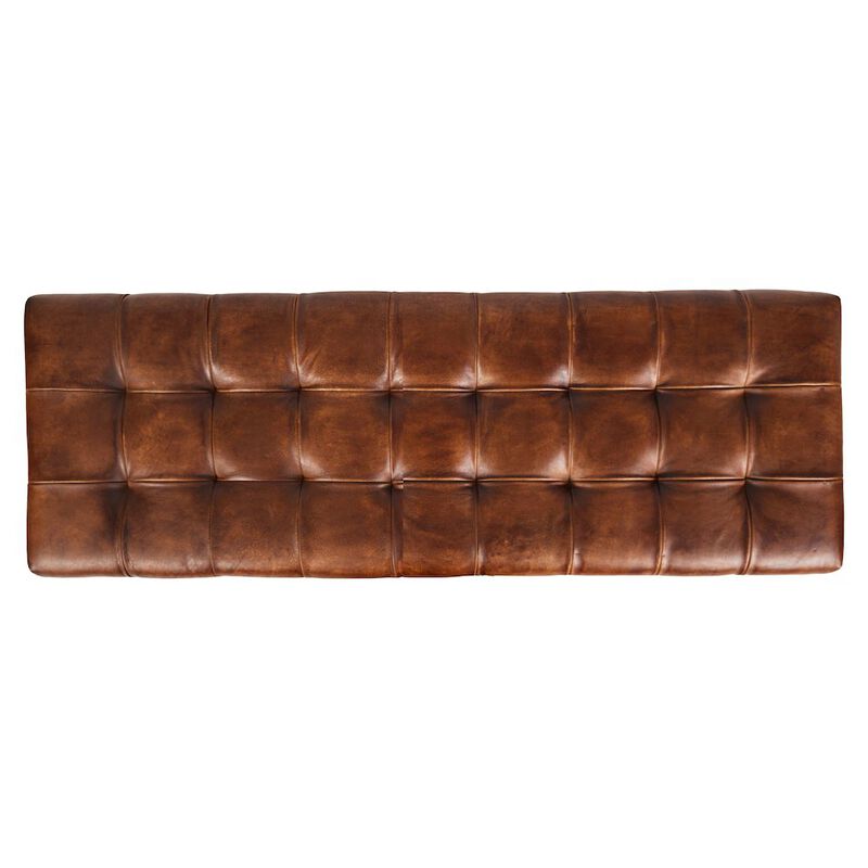 Jofran Global Archive 50 Genuine Distressed Leather Mid-Century Modern Ottoman Bench