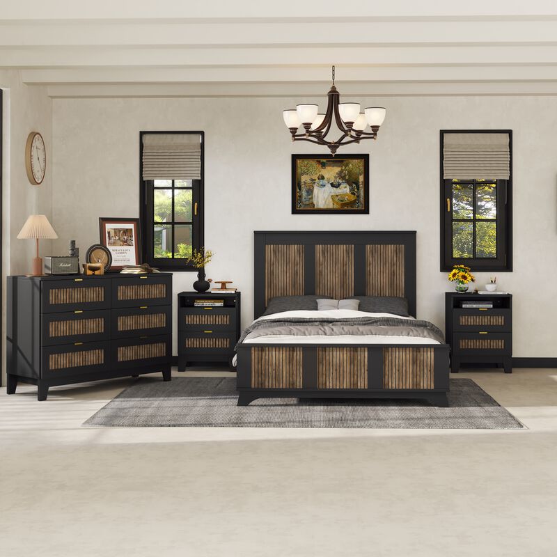Merax 4-Pieces Bedroom Bed Sets