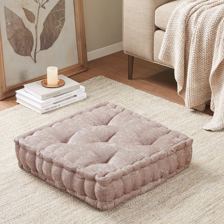 Gracie Mills Elara Textured Poly Chenille Square Floor Pillow Cushion