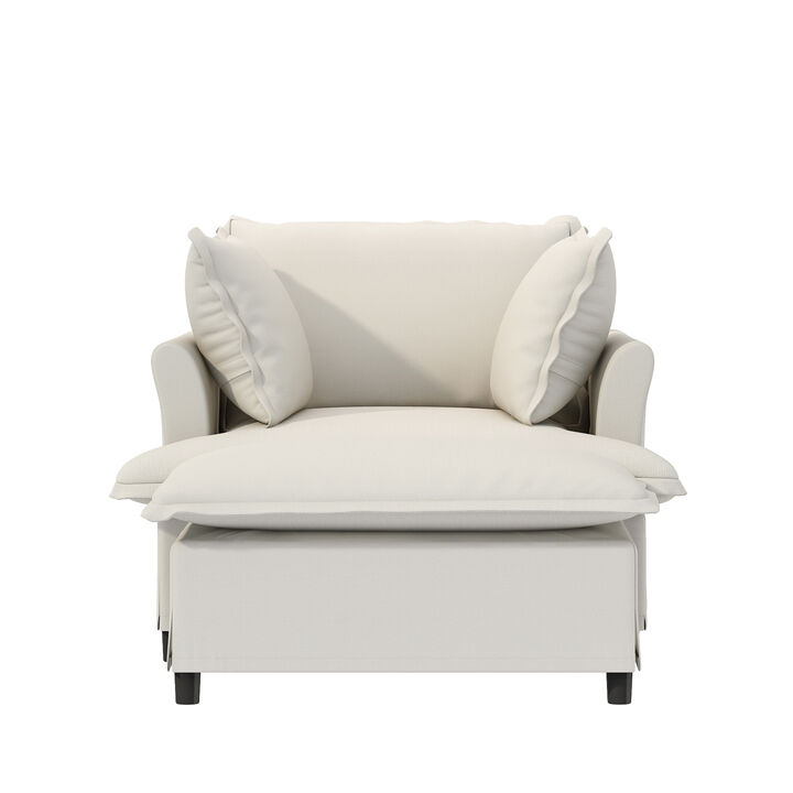 Merax Chenille Single Sofa with 1 Movable Ottoman