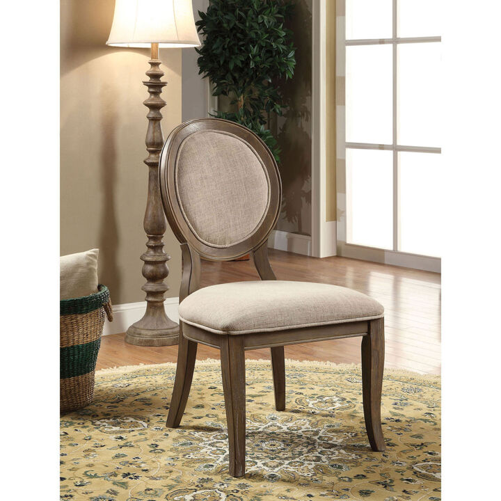 Transitional Rustic Oak And Side Chairs Set Of 2 Chairs Dining Room Furniture Padded