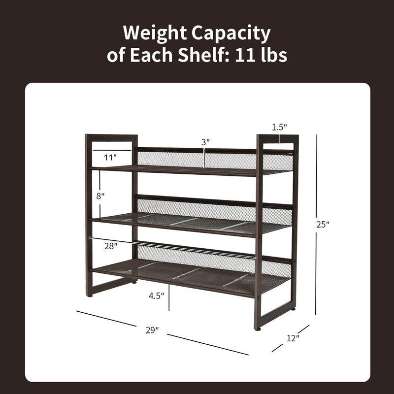 Flat and Slant Metal Shoe Rack for Entryway Hallway