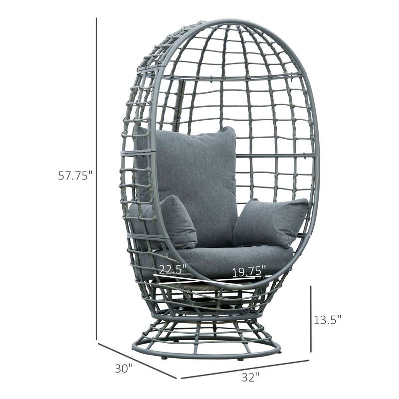 Versatile Garden Chair: Rotating Wicker Egg Seat for Indoor/Outdoor Use