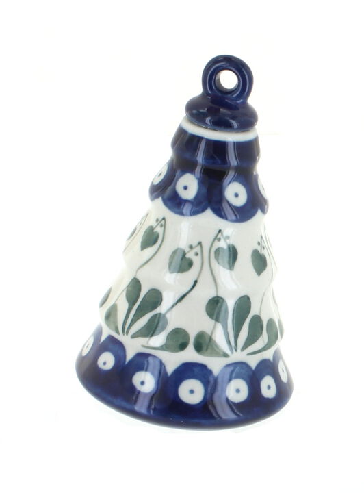 Blue Rose Polish Pottery Winter Floral Christmas Tree Ornament