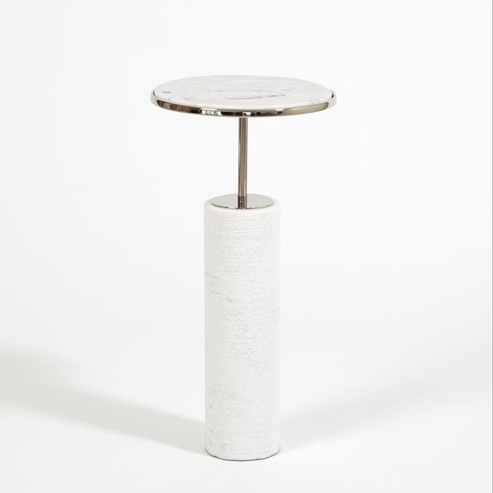Tall Cored Marble Table-Silver