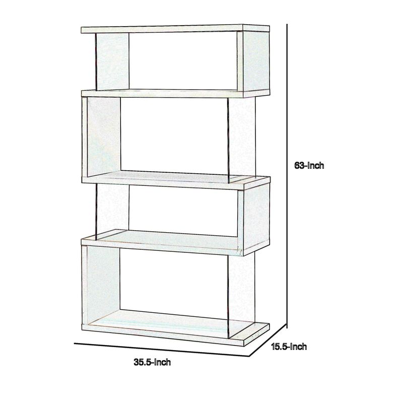 Fantastic glossy white wooden bookcase-Benzara