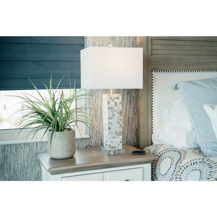 Lux Lighting Harper 28 Nature Mother of Pearl Table lamp w/ Crystals, (Set of 2)