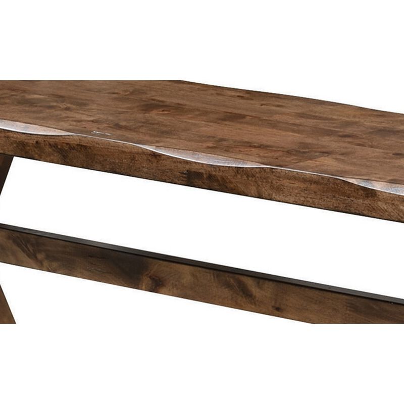 Wooden Trestle Style Base Bench, Brown-Benzara