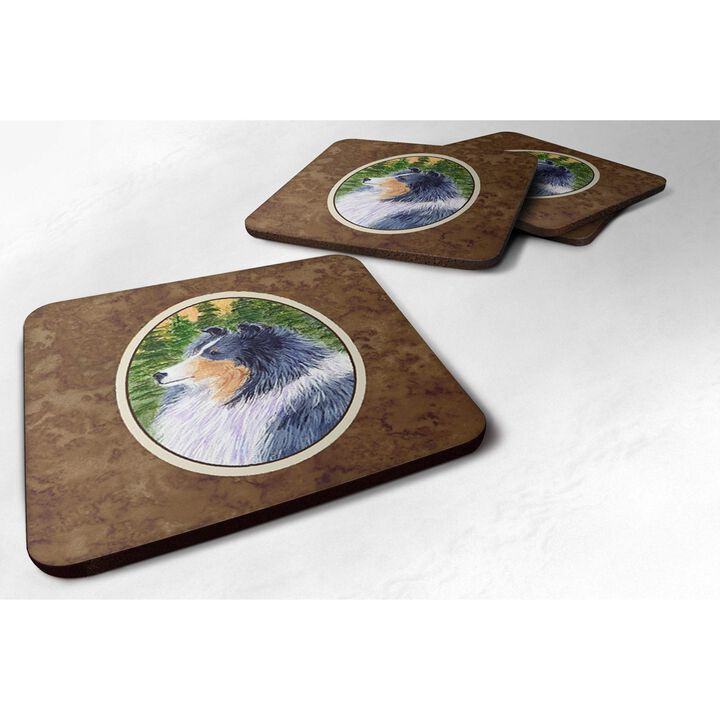 Caroline's Treasures SS8142FC Sheltie Foam Coasters (Set of 4), 3.5 H x 3.5 W, Multicolor