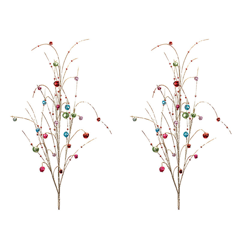 Jingle Bell Spray Set of 2 – Iron Holiday Decor for Christmas Home, Table, and Mantel